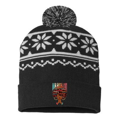 God Says I Am Praying Black Woman USA-Made Snowflake Beanie