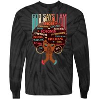 God Says I Am Praying Black Woman Tie-Dye Long Sleeve Shirt