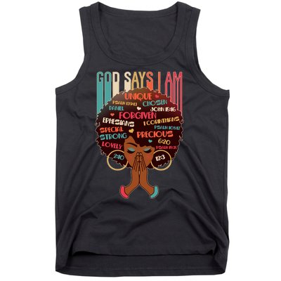 God Says I Am Praying Black Woman Tank Top