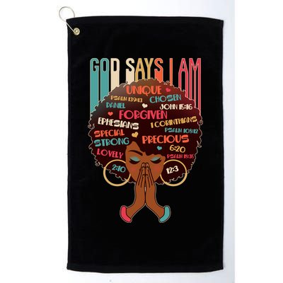 God Says I Am Praying Black Woman Golf Towel