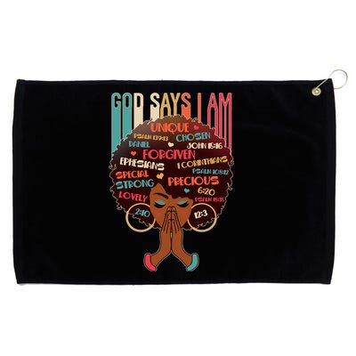 God Says I Am Praying Black Woman Grommeted Golf Towel