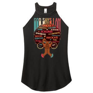 God Says I Am Praying Black Woman Women’s Perfect Tri Rocker Tank