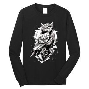 Goth Owl Design, Spooky Owl Design, Cool Owl, Owl Long Sleeve Shirt