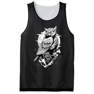 Goth Owl Design, Spooky Owl Design, Cool Owl, Owl Mesh Reversible Basketball Jersey Tank