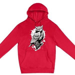 Goth Owl Design, Spooky Owl Design, Cool Owl, Owl Premium Pullover Hoodie