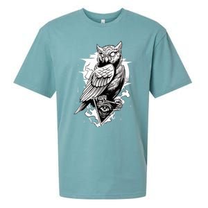 Goth Owl Design, Spooky Owl Design, Cool Owl, Owl Sueded Cloud Jersey T-Shirt