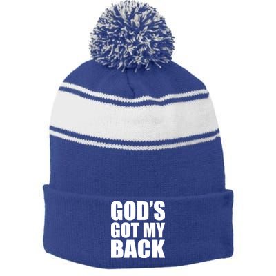 God's Got My Back Stripe Pom Pom Beanie