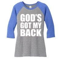 God's Got My Back Women's Tri-Blend 3/4-Sleeve Raglan Shirt