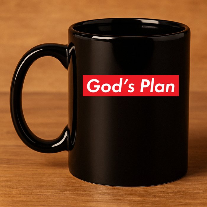 God's Plan Red Box Logo 11oz C Handle Ceramic Mug