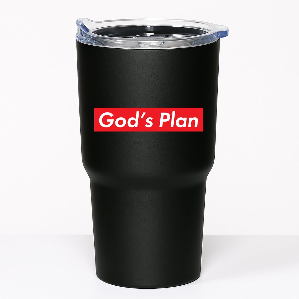 God's Plan Red Box Logo Tumbler
