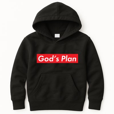 God's Plan Red Box Logo Kids Hoodie