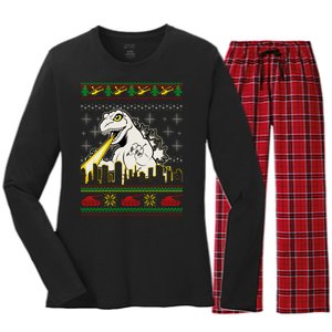 Monster Ugly Christmas Sweater Women's Long Sleeve Flannel Pajama Set 