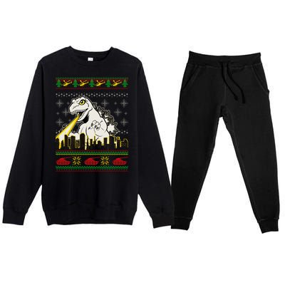 Monster Ugly Christmas Sweater Premium Crewneck Sweatsuit Set