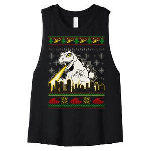 Monster Ugly Christmas Sweater Women's Racerback Cropped Tank