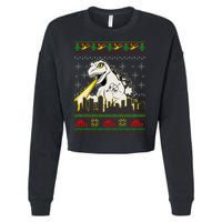 Monster Ugly Christmas Sweater Cropped Pullover Crew