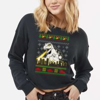 Monster Ugly Christmas Sweater Cropped Pullover Crew
