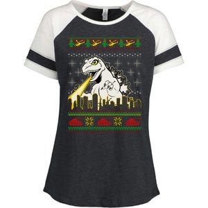 Monster Ugly Christmas Sweater Enza Ladies Jersey Colorblock Tee