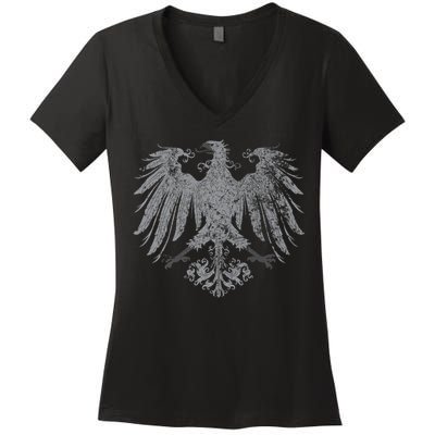 German Oktoberfest Eagle Coat Of Arms Heraldry Design Premium Women's V-Neck T-Shirt