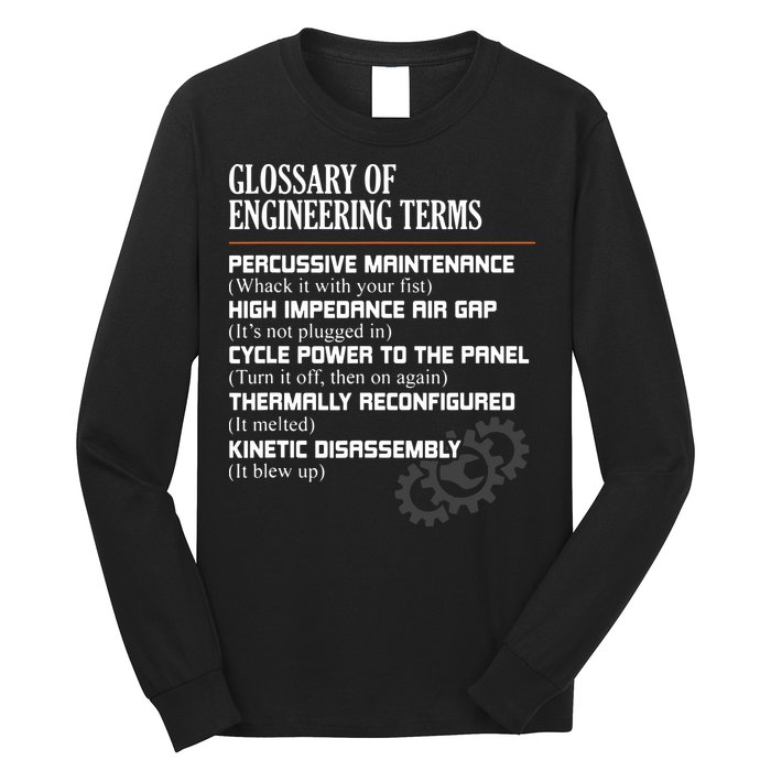Glossary Of Engineering Terms Funny Engineer Definitions Long Sleeve Shirt