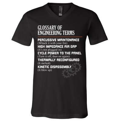 Glossary Of Engineering Terms Funny Engineer Definitions V-Neck T-Shirt