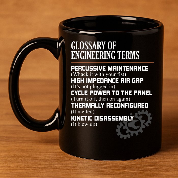 Glossary Of Engineering Terms Funny Engineer Definitions 11oz C Handle Ceramic Mug