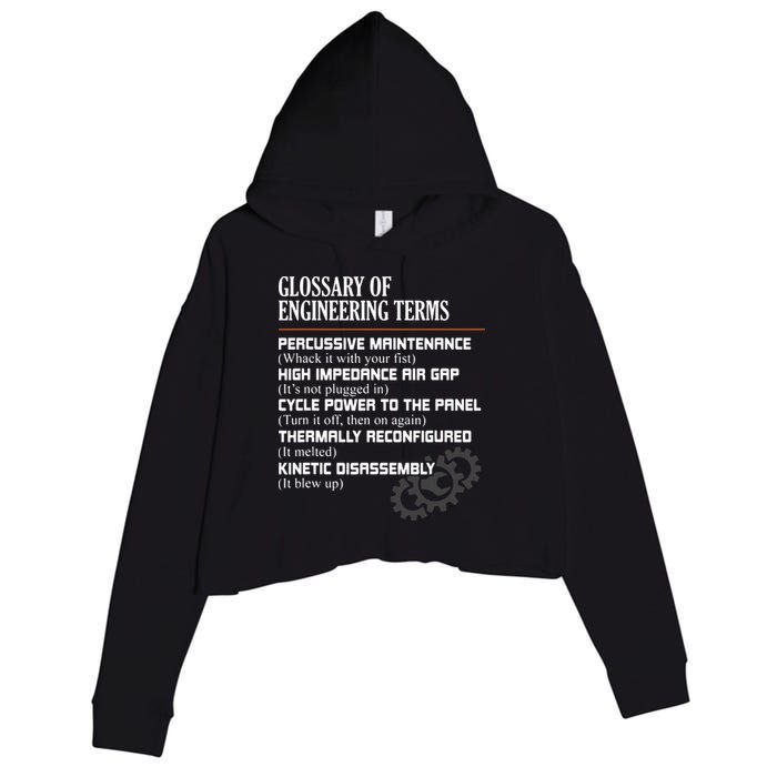 Glossary Of Engineering Terms Funny Engineer Definitions Crop Fleece Hoodie