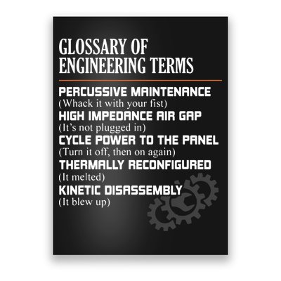 Glossary Of Engineering Terms Funny Engineer Definitions Poster