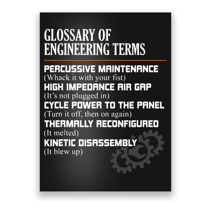 Glossary Of Engineering Terms Funny Engineer Definitions Poster