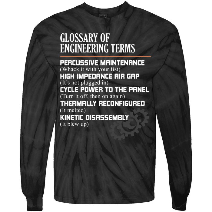 Glossary Of Engineering Terms Funny Engineer Definitions Tie-Dye Long Sleeve Shirt