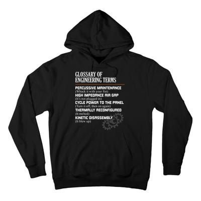 Glossary Of Engineering Terms Funny Engineer Definitions Tall Hoodie