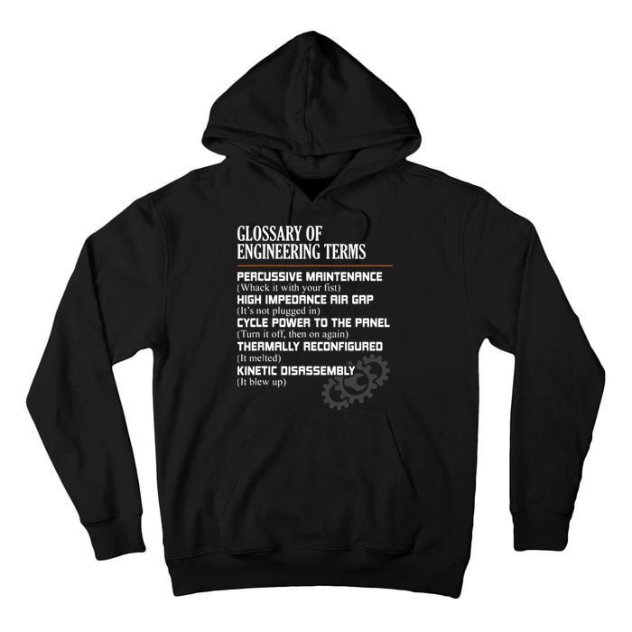 Glossary Of Engineering Terms Funny Engineer Definitions Tall Hoodie