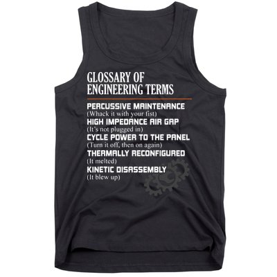 Glossary Of Engineering Terms Funny Engineer Definitions Tank Top