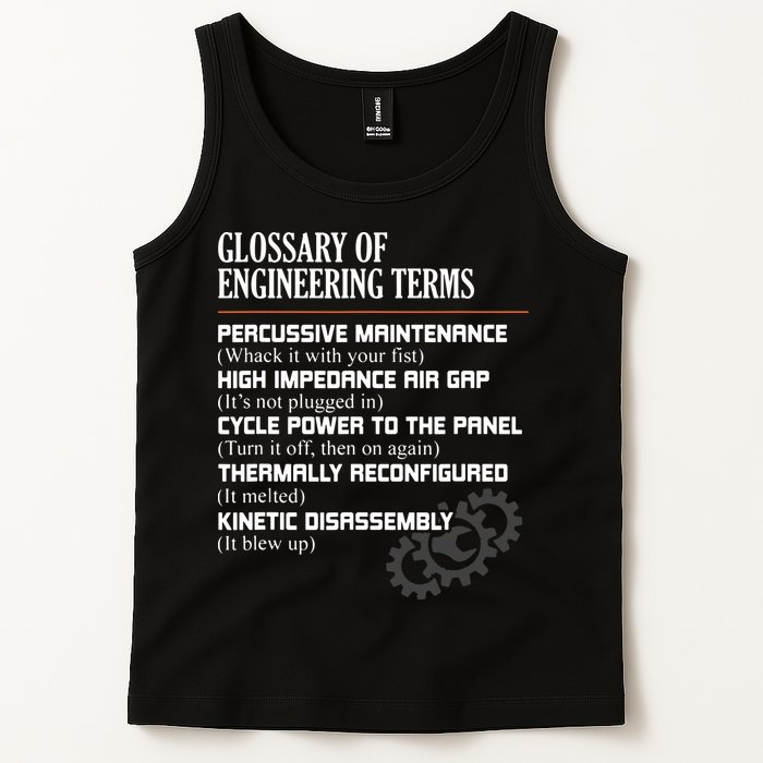 Glossary Of Engineering Terms Funny Engineer Definitions Tank Top