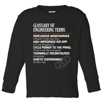 Glossary Of Engineering Terms Funny Engineer Definitions Toddler Long Sleeve Shirt