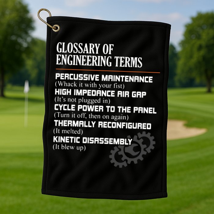 Glossary Of Engineering Terms Funny Engineer Definitions Golf Towel