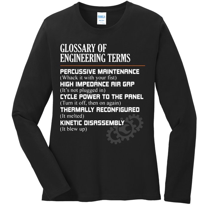 Glossary Of Engineering Terms Funny Engineer Definitions Ladies Long Sleeve Shirt