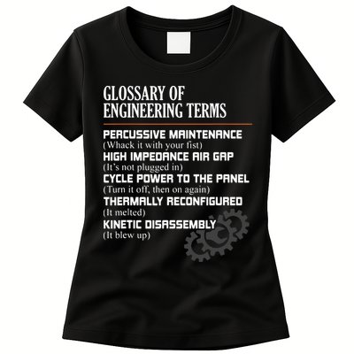 Glossary Of Engineering Terms Funny Engineer Definitions Womens T-Shirt