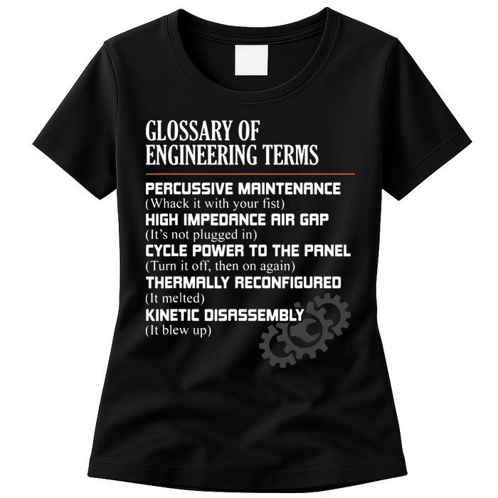 Glossary Of Engineering Terms Funny Engineer Definitions Womens T-Shirt