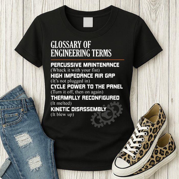 Glossary Of Engineering Terms Funny Engineer Definitions Womens T-Shirt
