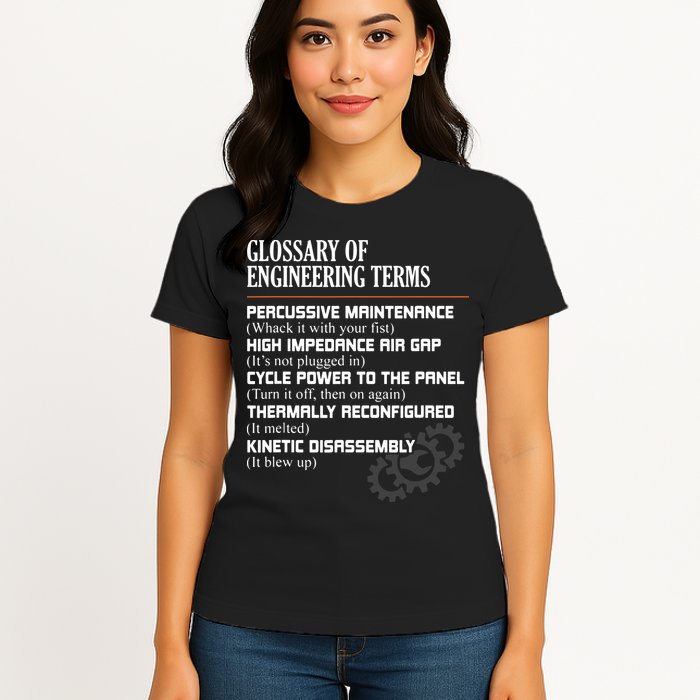 Glossary Of Engineering Terms Funny Engineer Definitions Womens T-Shirt