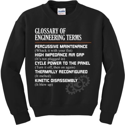 Glossary Of Engineering Terms Funny Engineer Definitions Kids Sweatshirt