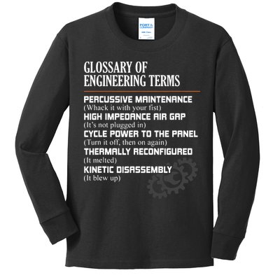Glossary Of Engineering Terms Funny Engineer Definitions Kids Long Sleeve Shirt