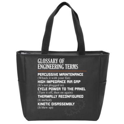 Glossary Of Engineering Terms Funny Engineer Definitions Zip Tote Bag