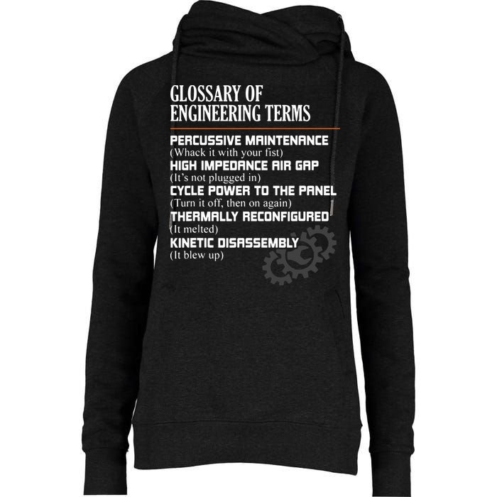 Glossary Of Engineering Terms Funny Engineer Definitions Womens Funnel Neck Pullover Hood