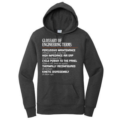Glossary Of Engineering Terms Funny Engineer Definitions Women's Pullover Hoodie