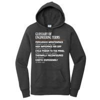 Glossary Of Engineering Terms Funny Engineer Definitions Women's Pullover Hoodie