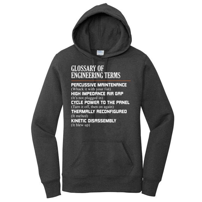 Glossary Of Engineering Terms Funny Engineer Definitions Women's Pullover Hoodie