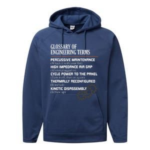 Glossary Of Engineering Terms Funny Engineer Definitions Performance Fleece Hoodie