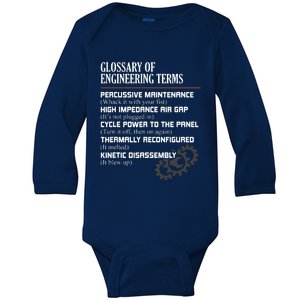 Glossary Of Engineering Terms Funny Engineer Definitions Baby Long Sleeve Bodysuit