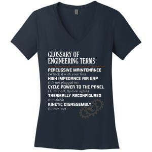 Glossary Of Engineering Terms Funny Engineer Definitions Women's V-Neck T-Shirt